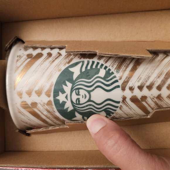 Starbucks Tumbler with Gold Design 12oz in Red Gift Box - Picture 1 of 3